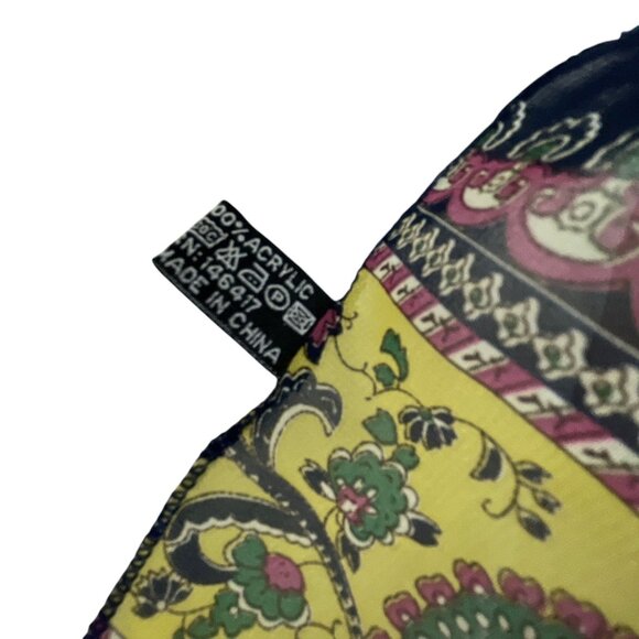 SAX Womens Sheer Vest Mandala Print Navy Blue Yellow Acrylic Open Front Bohemian - Picture 5 of 9